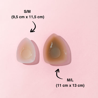 Pezoneras de Silicona con Adhesivo (menos en el pezón), Lavables y Reusables